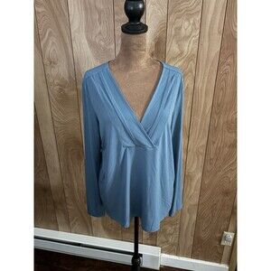 Banana Republic Women's Navy Blue Long Sleeve Blouse, V-Neck, Medium